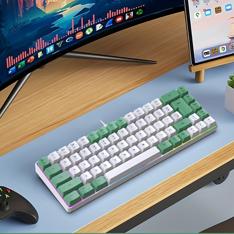 Compact Wired Gaming Keyboard in 61-Key and 68-Key Layouts with Ten Color and Mouse Options