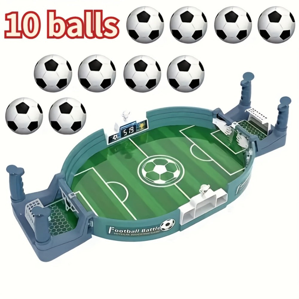 Compact Tabletop Football Flick Game with Twin Scoreboards and 6- or 10-Ball Checkout Options