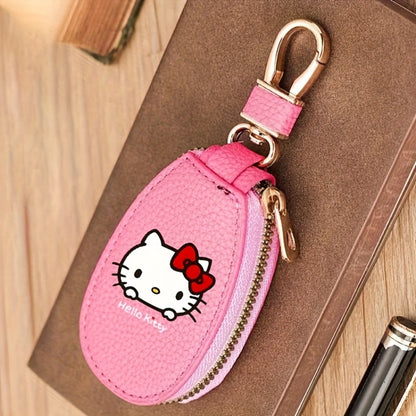Hello Kitty Key Bag Car Key Organizer – Compact Keychain Pouch with Golden Zipper, Multi-Functional Key Storage Wallet, Cute Sanrio Accessories for Women, Black / Pink / Burgundy / Light Brown