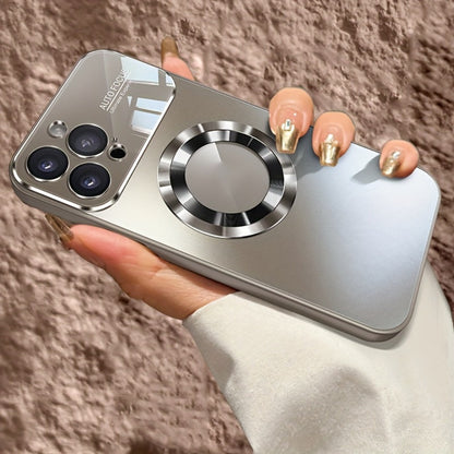 Phone Case Matte Titanium-Finish Magnetic Cover with Built-In Glass Lens Protector for Select iPhone Models