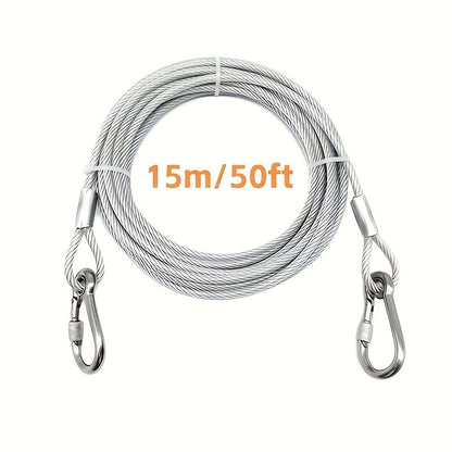 Coated Wire Clothesline with Locking Carabiners in 9-Meter or 15-Meter Checkout Lengths and End Hooks