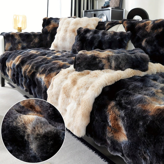 Sofa Cover, Faux-Lamb Plush Gradient Couch Pad in Five Colors with Armchair, Backrest and Seat Sizes