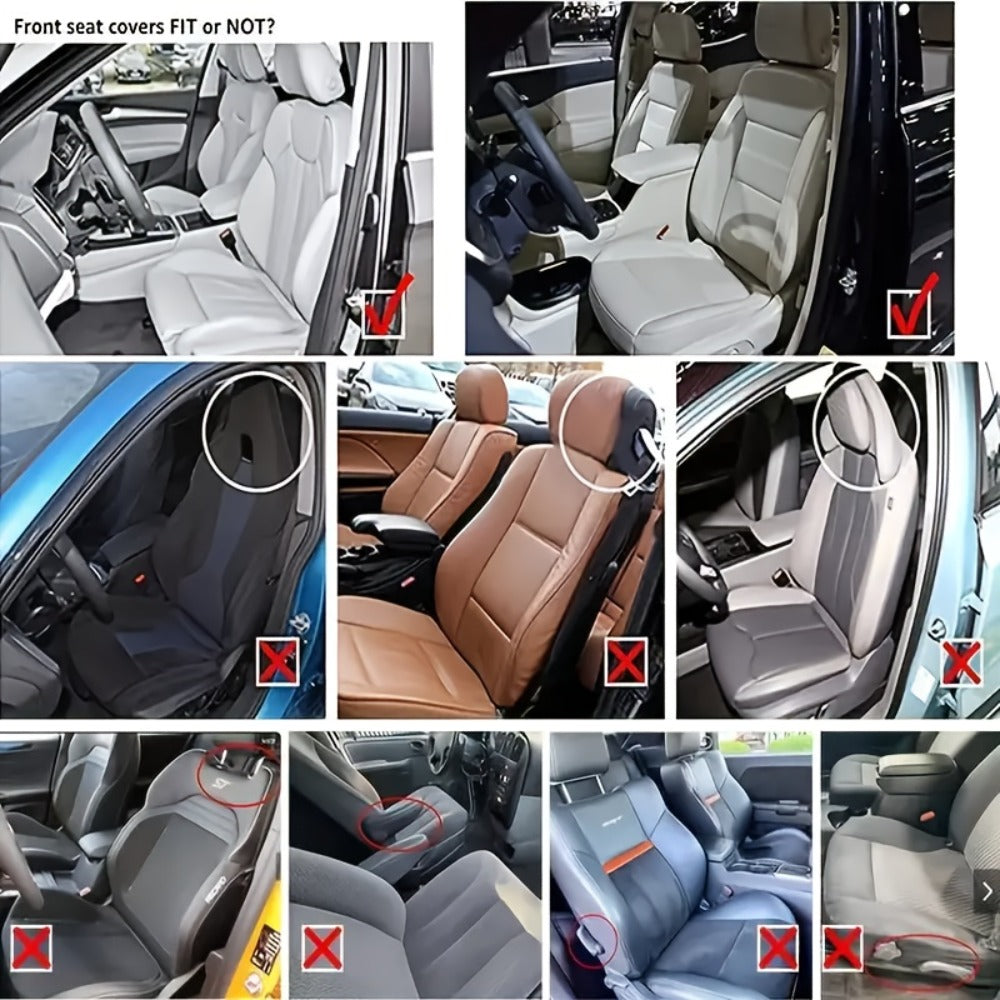 Car Seat Covers 3D Diamond-Embroidered Faux Leather with Two-Front or Five-Seat Set Options