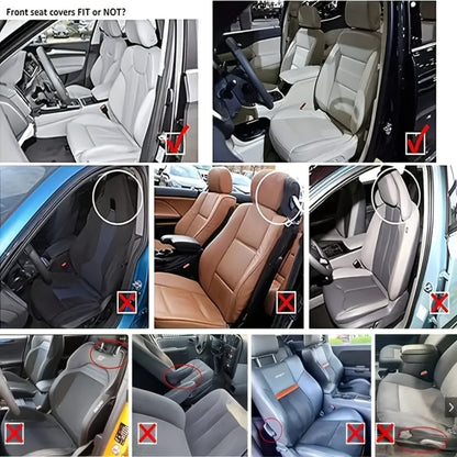 Car Seat Covers 3D Diamond-Embroidered Faux Leather with Two-Front or Five-Seat Set Options