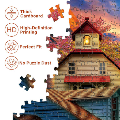 Adult Jigsaw Puzzle Three-Pack with Three 1000-Piece Designs: Sunset Lighthouse, Bird Crochet and Moroccan Pottery
