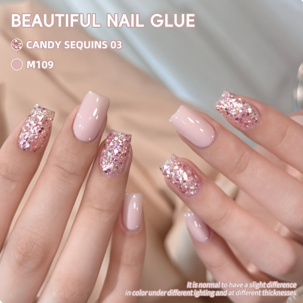 Gel Nail Polish 2-Piece 15ml Magnetic Glitter Set with Candy 03 and Shade 109 Frame Bottles