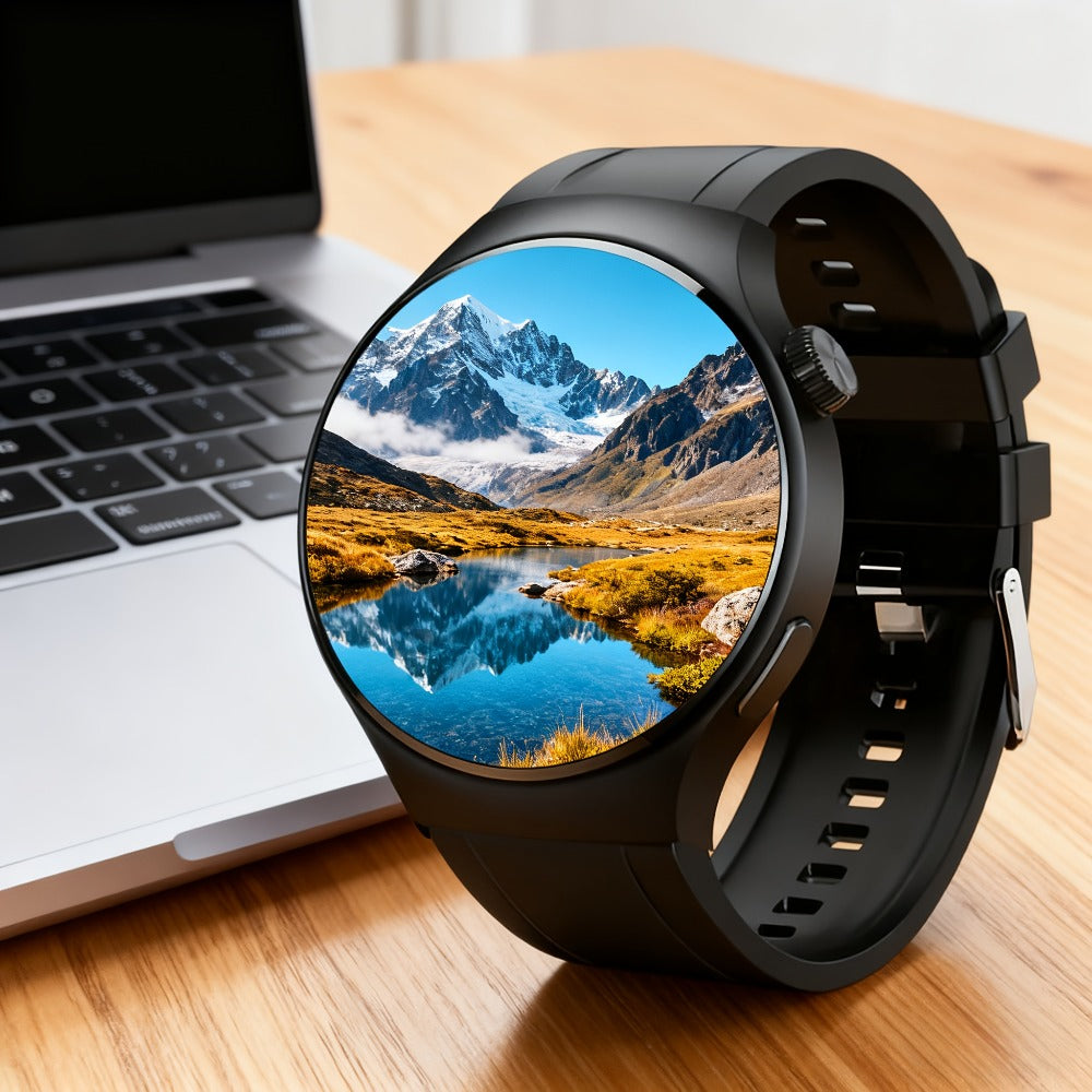 Alarm Smartwatch with Silicone Strap – Wireless Calling, Pedometer, Calorie Tracker, Music Playback, Remote Camera & Multi-Sport Modes – Unisex Men & Women Silver Black