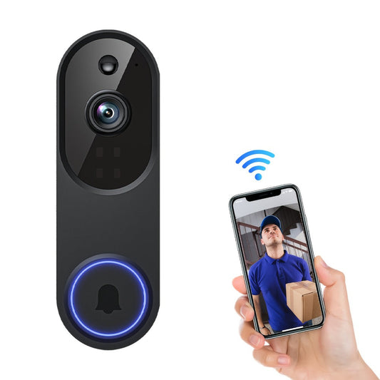 166° Wide Angle Video Doorbell 720P 2.4G 5G Dual-Band WiFi – Color Night Vision, AI Vehicle & Person Detection, Two-Way Voice, No Wiring, Real-Time App View, Single or 2-Pack, Black