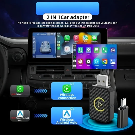 Wireless CarPlay Adapter - Mini Plug & Play Wired to Wireless CarPlay Dongle for Apple iPhone, Low Latency, Fast Stable Connection, 12-24V USB Powered, No Battery, 2025 Upgraded