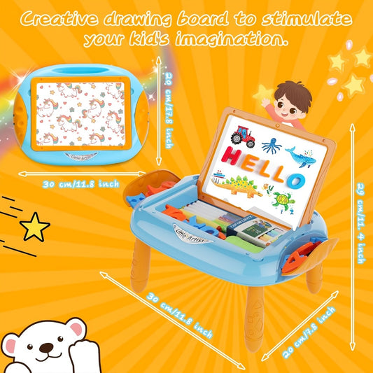 Magnetic Doodle Board Double Sided for Kids – Portable Foldable Drawing Writing Easel with Teaching Supplies Creative Toy Gift for Boys Girls Toddlers Ages 3+ Birthday Christmas