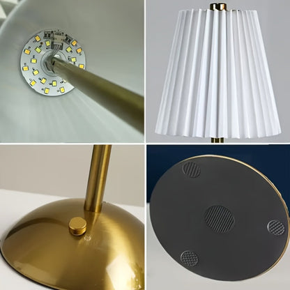 Pleated-Shade Rechargeable Table Lamp with Touch Control in Four Styles and One- or Two-Piece Options