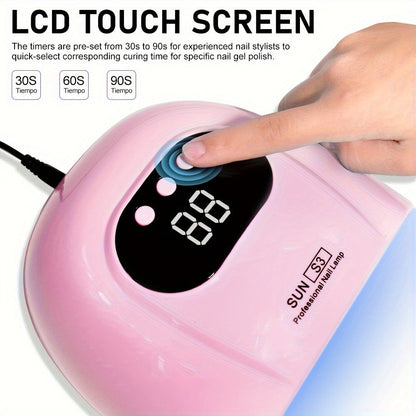Gel Polish Curing Light USB Nail Dryer Lamp with LCD Display - Professional Nail Art Drying Lamp for All Gel Polish Manicure Pedicure Home Salon Tool, Pink White Blue