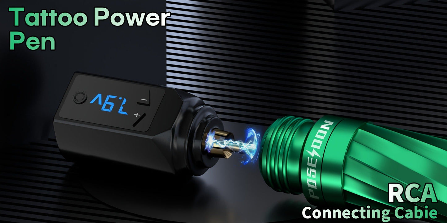 Tattoo Machine Kit POSEIDON V3 PRO LTK06 Wireless Pen with Extra 1400mAh Battery, LCD, 20 Cartridges and 6 Inks