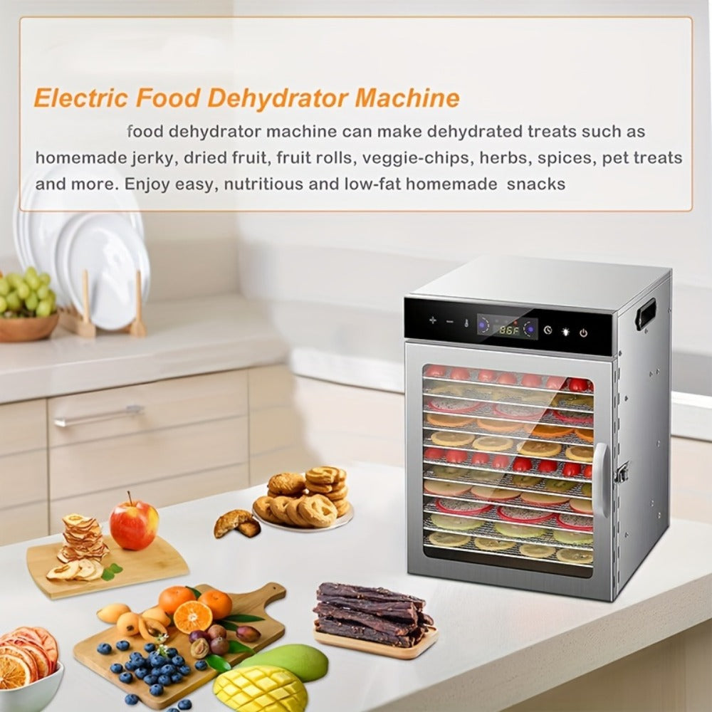 12-Tray Cabinet Food Dehydrator with 800W Heating, 24-Hour Timer and 86–194°F Digital Temperature Control