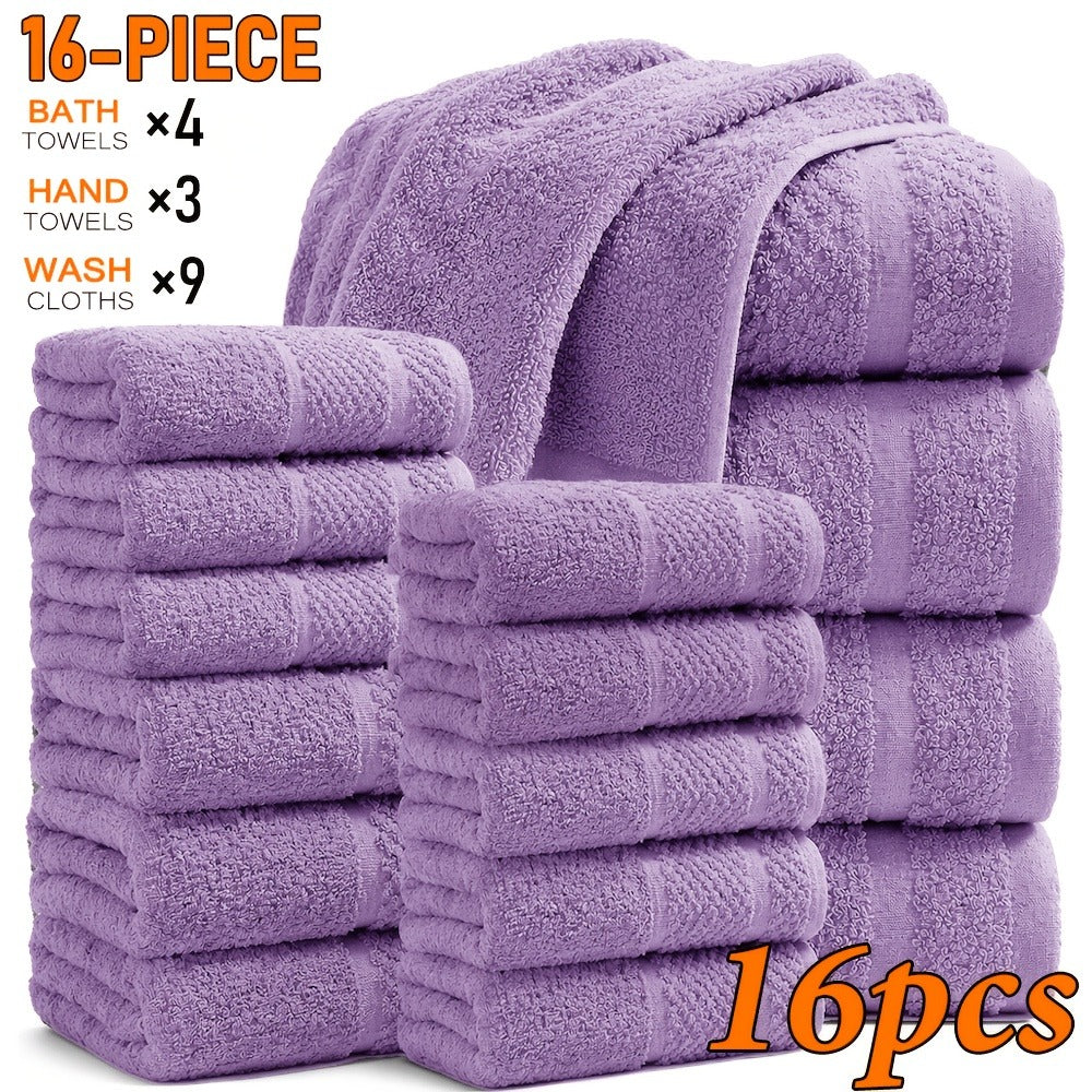 Towel Set 12, 16 or 18 Piece 450GSM Cotton-Blend Bath, Hand and Face Towels in Multiple Colors
