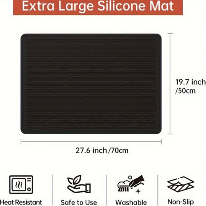 Black Silicone Electric Stove Top Cover Mat, 28 x 20 Inch Raised-Ridge Countertop Protector