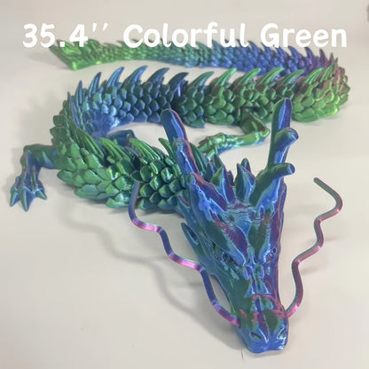 3D Printed Articulated Dragon Figurine 35.4" Giant Poseable Chinese Dragon Collectible Sculpture