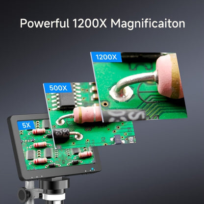 DM9 7-Inch LCD Digital Microscope 1200X 1080P 12MP | 10 Adjustable LED Lights, Super Precise Focus Welding & Coin Microscope for Adults, PC Compatible, STEM Science Gift for Men