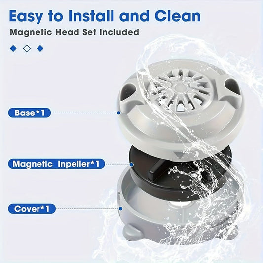 Magnetic Pipeless Jet Head Motor Replacement for Pedicure Spa Chair — Rotating Jet with Propeller & Cap, 4-Pin Connection, Luraco Compatible, Easy Clean, Durable Plastic, Grey