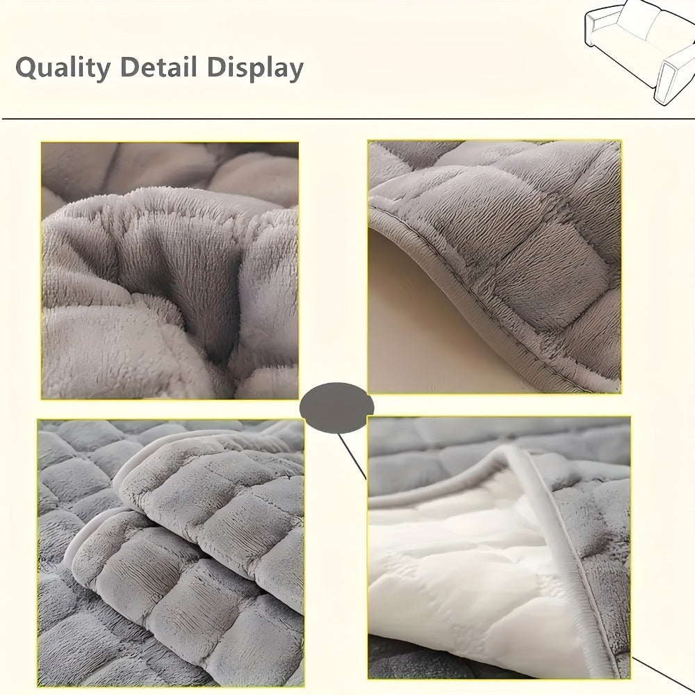 Sofa Cover Quilted-Texture Two-Piece Set with 35.4 x 82.7 and 35.4 x 62.9-Inch Panels in Five Colors