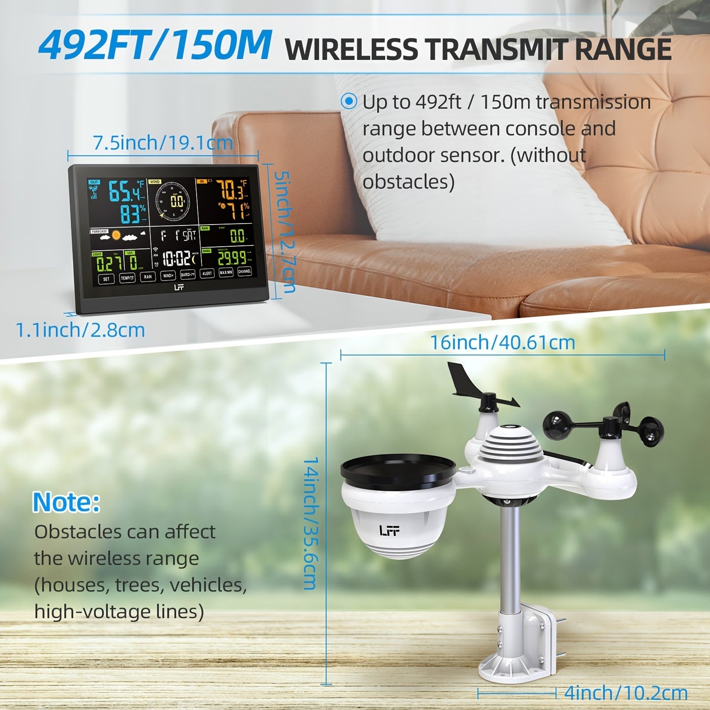 Professional Weather Station | WiFi UV Index Wind Rain Gauge Forecast