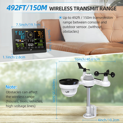Professional Weather Station | WiFi UV Index Wind Rain Gauge Forecast