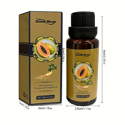 Papaya and Ginseng Body Oil Blend in a Compact 30ml Amber Dropper Bottle with Presentation Box