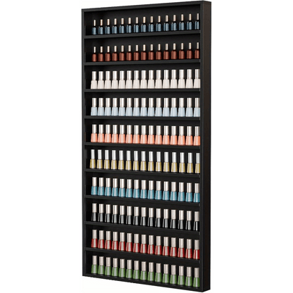 Wall Mount Nail Polish Rack Organizer 6 or 10 Tier with Acrylic Baffle Salon Display Shelf for Gel Polish