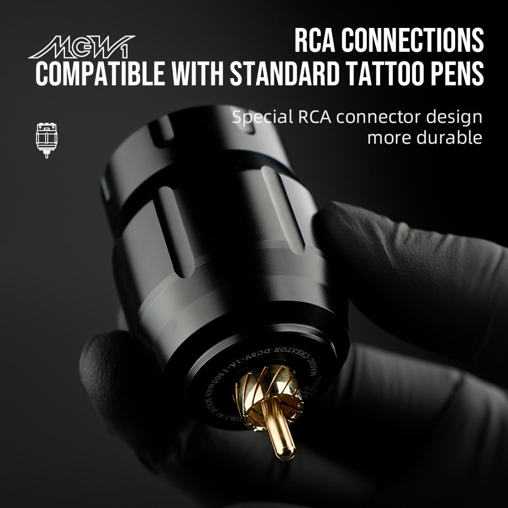 MC-W1 Rechargeable RCA Tattoo Power Supply with LED Display in Golden, Black, Red or Silvery