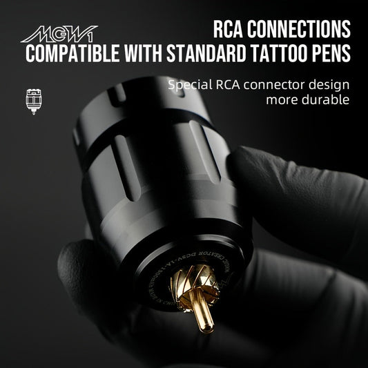 Wireless Tattoo Power Supply Rechargeable — LED Digital Display, RCA Connector, Portable Battery Pack for Rotary Tattoo Machines & PMU Devices, 4 Colors