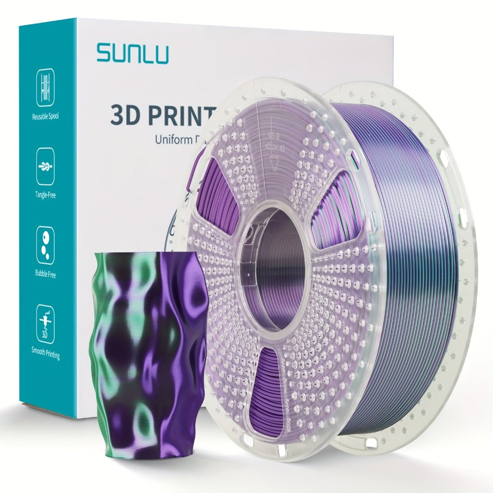 Dual Color Silk PLA Plus Filament 1.75mm 1kg – Shiny Gradient Texture High Toughness Low Shrinkage ±0.02mm 3D Printing Filament 2.2lb | Smooth Surface PLA+ for FDM 3D Printers Decorative Prints Gifts