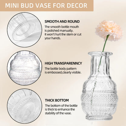 64-Piece Clear Glass Bud Vase Set in Mixed Small Shapes and Sizes for Wedding Tables and Home Displays