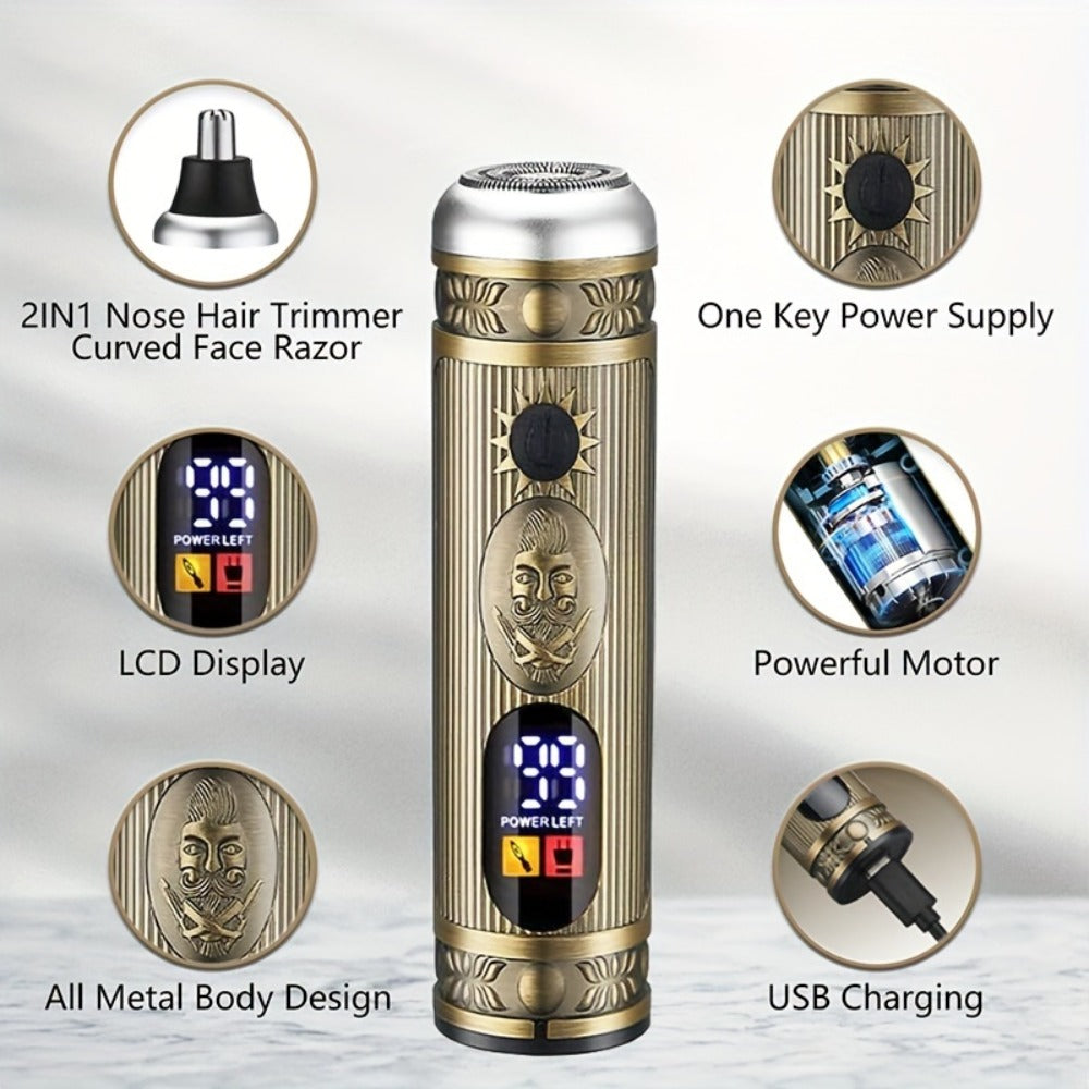Hair Clippers & Trimmers GSRY Bronze Four-Tool Grooming Set with LCD Displays, USB Charging and Guide Combs