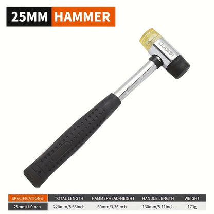 Double-Head Soft-Face Mallet with Steel Handle, Rubber Grip and Four Replaceable Head Sizes