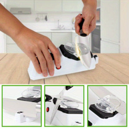 USB-Powered Electric Knife Sharpener with Five Double-Sided Stones and Clear Protective Cover