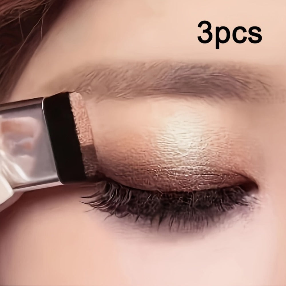 Three-Pack Eyeshadow Palette Set with Glitter, Shimmer, Matte and Satin Finishes plus Brush
