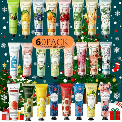 Sixty-Piece Travel Hand Cream Assortment with Random Fruit, Floral and Color-Printed Mini Tubes