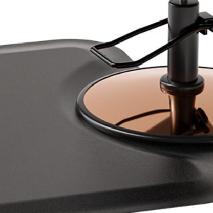 Salon Floor Mat with Round Chair Cutout, Raised Edge and Wide Black Standing Surface for Barber Stations