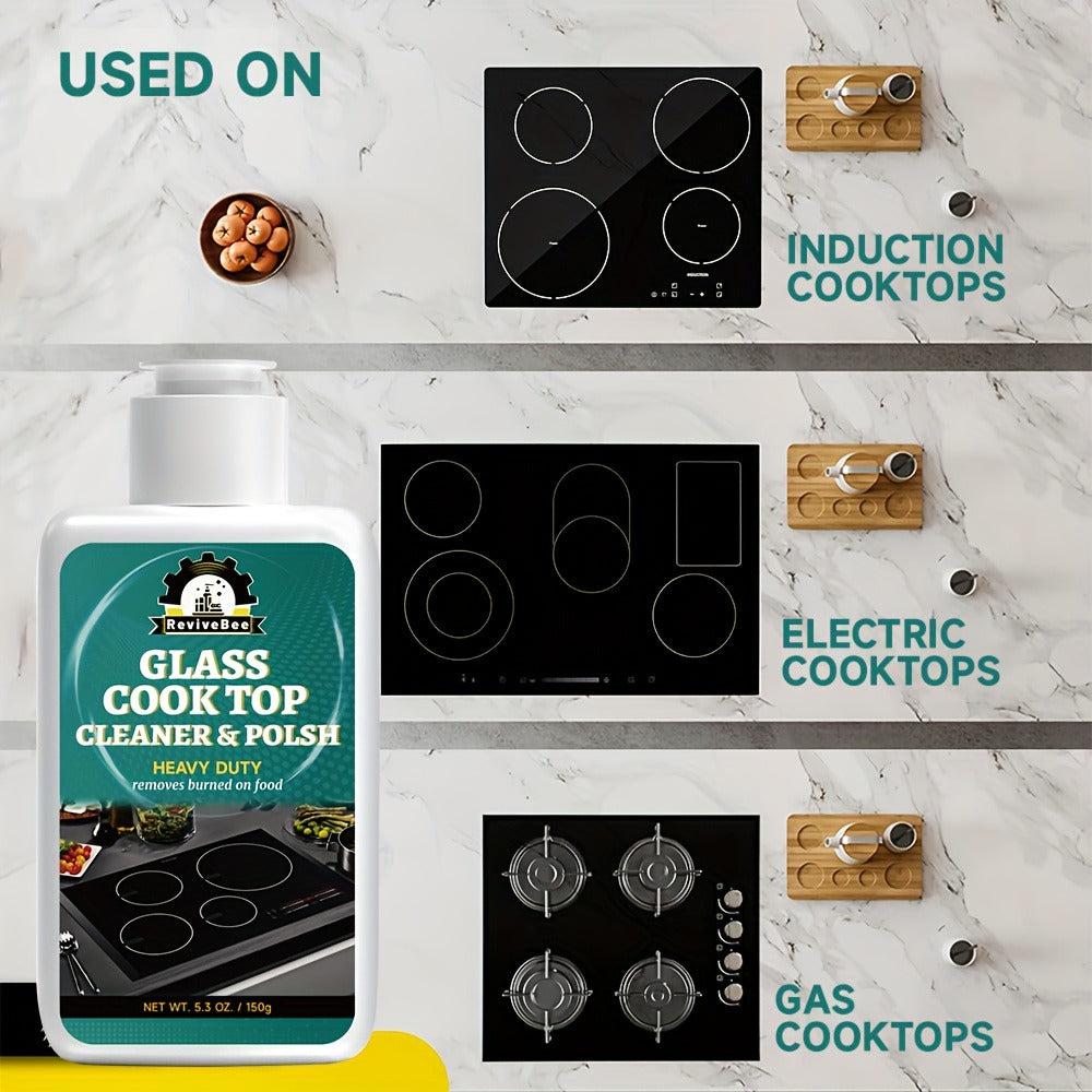 Glass and Ceramic Cooktop Cleaner and Polish in a Five-Pack Set for Routine Care of Smooth Cooking Surfaces