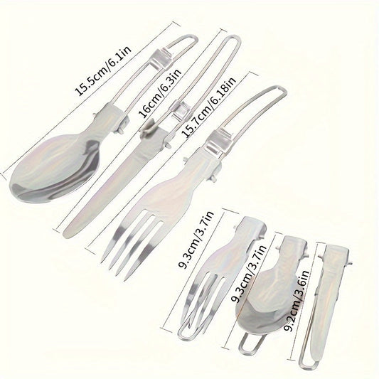 Stainless Steel Camping Cookware Set Portable Outdoor Cooking Pot with Foldable Storage Knives Forks Lightweight Compact for Backpacking Hiking Picnic Travel Orange Green Gift Ready