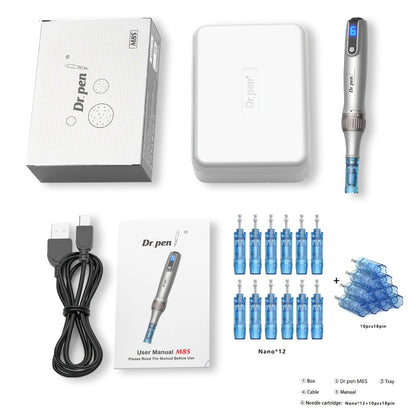 Dr. Pen M8S Wireless Microneedling Kit – Professional Electric Derma Pen with 22 Replacement Cartridges Nano + 18-Pin Collagen Induction Skin Rejuvenation Anti-Aging Device