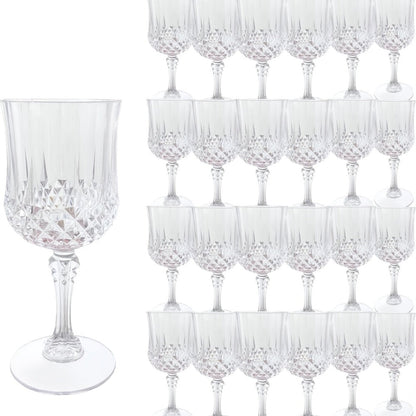 Plastic Wine Glasses 24 Pack 7oz – Unbreakable Crystal Vintage Champagne Flute Glasses Reusable Drinkware for Wedding Party Outdoor Events Kitchen
