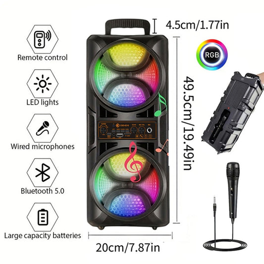 8000W Portable Karaoke Speaker with Subwoofer & Microphone, High-Power Wireless Bluetooth Audio System, TF/USB/AUX/TWS Support, Clear Loud Sound for Camping, Outdoor Parties, Indoor Dancing & Family Gatherings