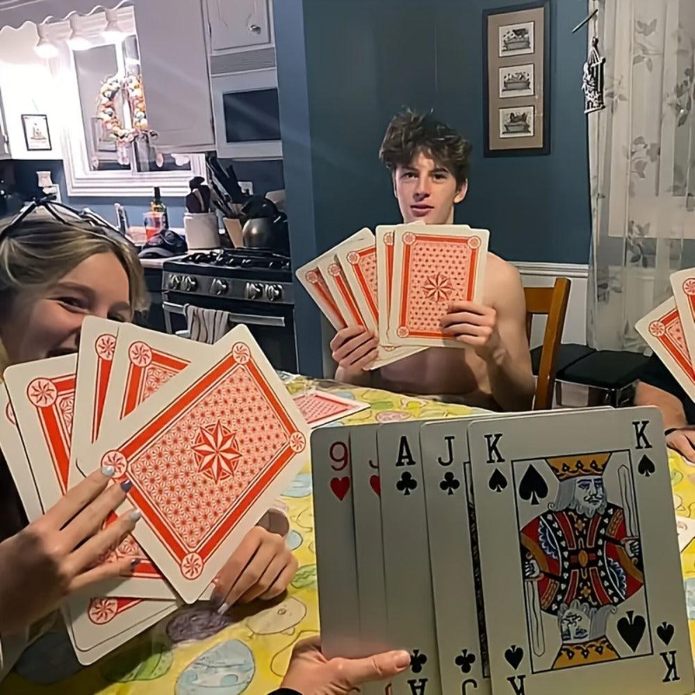 54-Card Giant Playing Card Deck in 4x or 6x Jumbo Size with Two Jokers for Parties and Family Game Nights