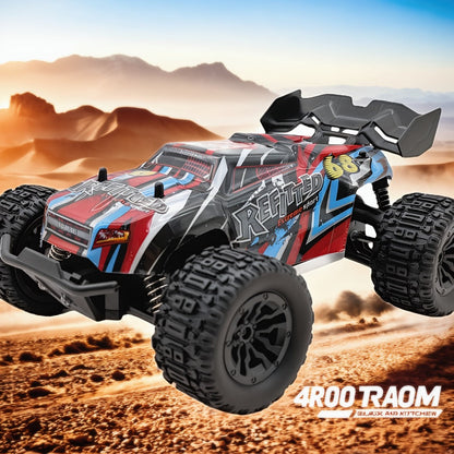 Remote Control Car, Red 4WD Monster Truck with 2.4GHz Control, Large Off-Road Tires and Four-Wheel Drive Layout