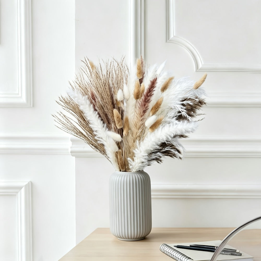 Dried Pampas Grass Decor Bouquet – Natural Fluffy Pampas Stems for Boho Wedding Centerpiece, Living Room Vase Filler, Nursery & Home Decor, Aesthetic Dried Flowers Arrangement, 110 or 300 Pcs
