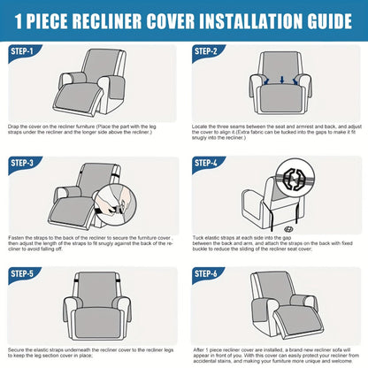Non-Slip Recliner Chair Cover Sofa Slipcover with Elastic Straps Washable Pet Furniture Protector Indoor Outdoor 8 Colors