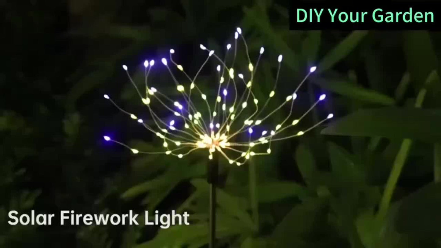 Solar Firework Garden Stake Lights with 90 to 520 LEDs, Two Colors and Multiple Pack Sizes