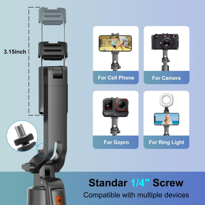 71 Inch AI Face Tracking Selfie Stick Tripod with Built-In Fill Lights & Wireless Remote – 360° Auto Rotating 2-in-1 Extendable Stand for iPhone Android, TikTok YouTube Live Streaming Fitness Vlogging