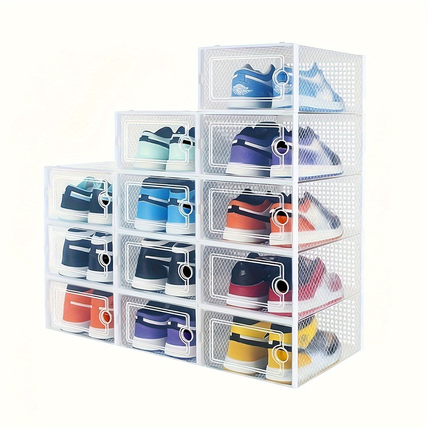 Clear Stackable Shoe Storage Organizer Boxes 12/15 Pack – Space-Saving Shoe Boxes for Closet & Entryway
